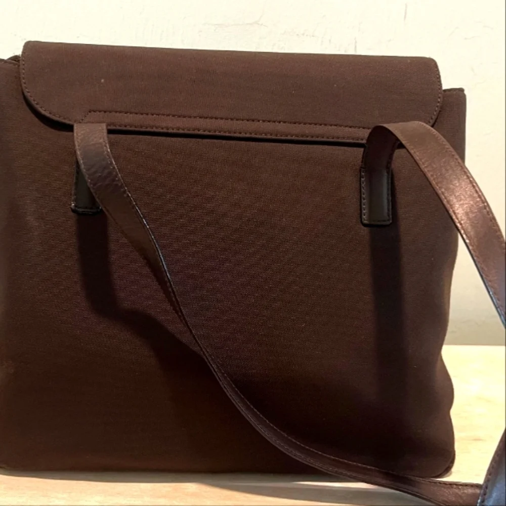 Luxurious Salvatore Ferragamo Vara Shoulder Bag in Dk Brown Nylon & Leat…